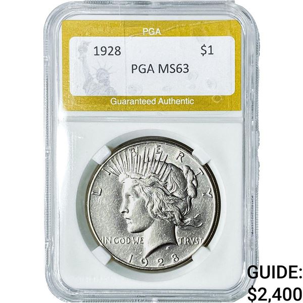 1928 Silver Peace Dollar PGA MS63