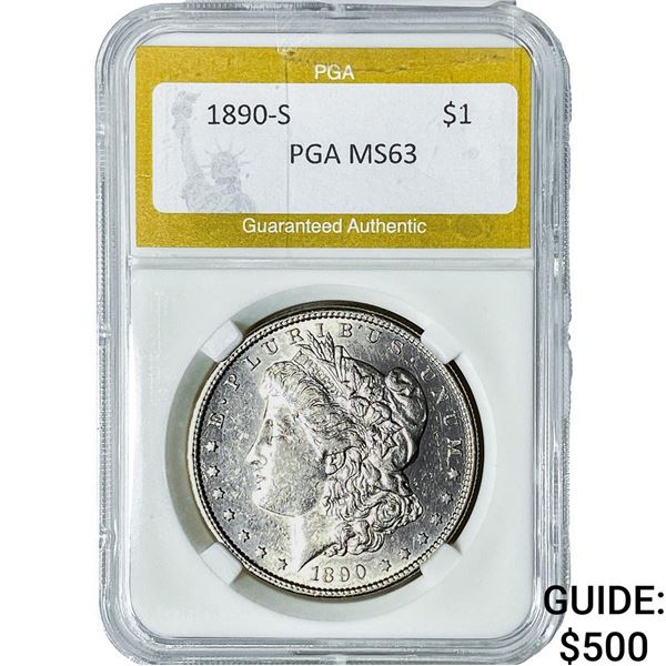 1890-S Morgan Silver Dollar PGA MS63