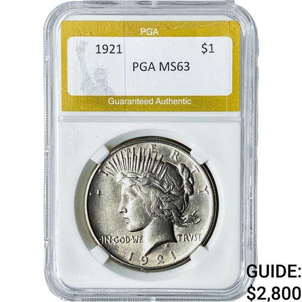 1921 Silver Peace Dollar PGA MS63