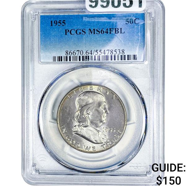 1955 Franklin Half Dollar PCGS MS64 FBL