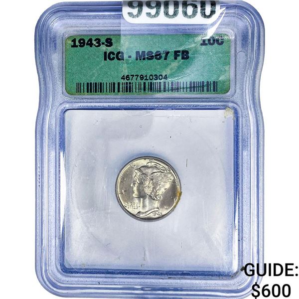 1943-S Mercury Silver Dime ICG MS67 FB