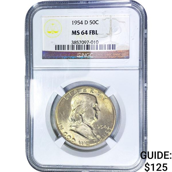1954-D Franklin Half Dollar NGC MS64 FBL