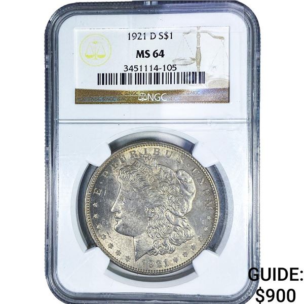 1921-D Morgan Silver Dollar NGC MS64