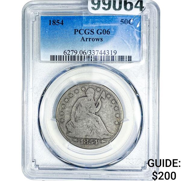 1854 Seated Liberty Half Dollar PCGS G06 Arrows