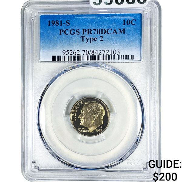 1981-S Roosevelt Dime PCGS PR70 DCAM Type 2