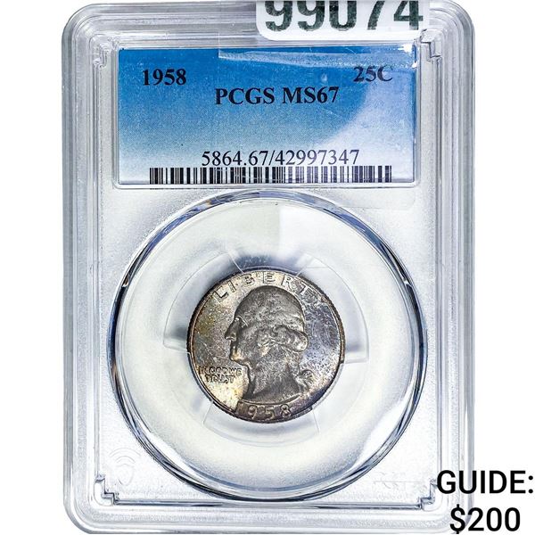 1958 Washington Silver Quarter PCGS MS67
