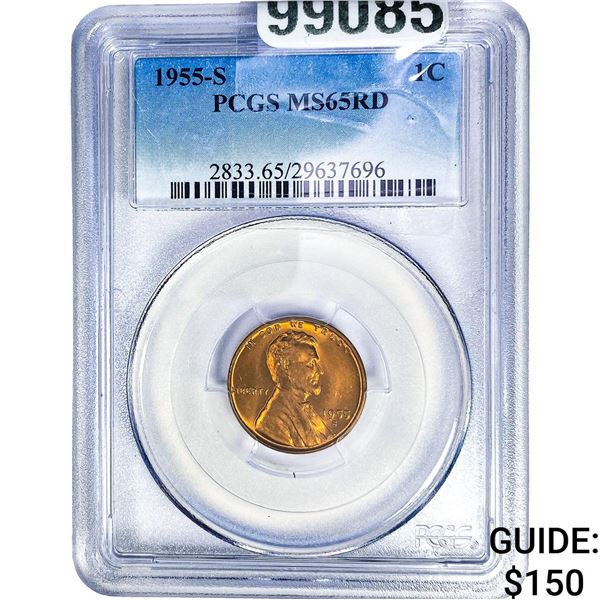 1955-S Wheat Cent PCGS MS65 RD