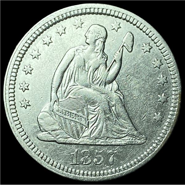 1857 Silver Seated Liberty Quarter UNCIRCULATED