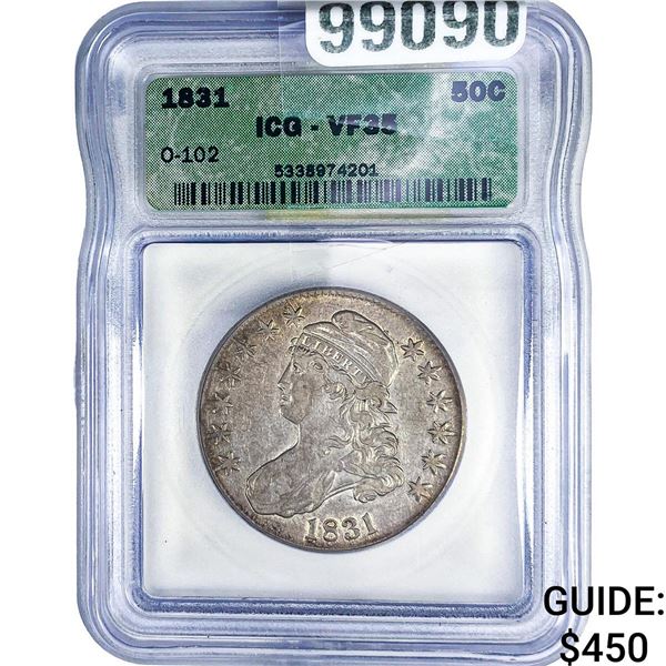1831 Capped Bust Half Dollar ICG VF35 O-102