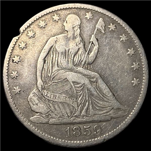 1859-O Silver Seated Liberty Half Dollar  NEARLY UNCIRCULATED