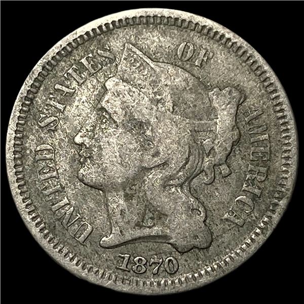 1870 Nickel Three-Cent Piece LIGHTLY  CIRCULATED
