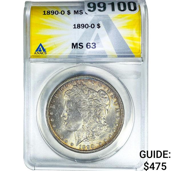 1890-O Morgan Silver Dollar ANACS MS63