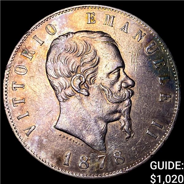 1878R Italy Silver 5 Lire