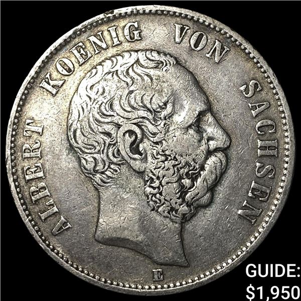 1876E German States Saxony Silver 5 Mark