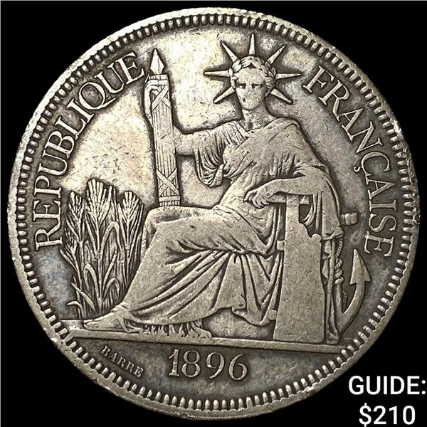 1896A French Indo-China Silver 5 Piastre