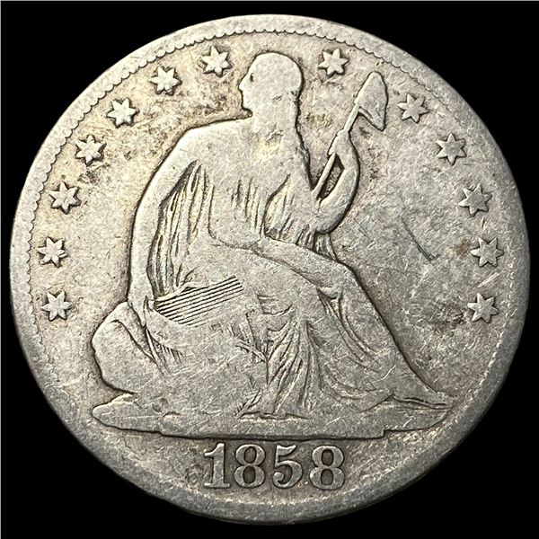 1858-O Silver Seated Liberty Half Dollar  NICELY CIRCULATED