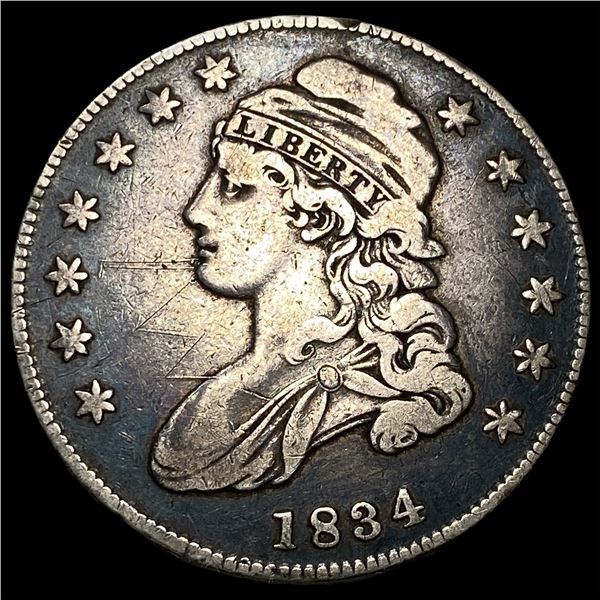 1834 Capped Bust Silver Half Dollar ABOUT  UNCIRCULATED