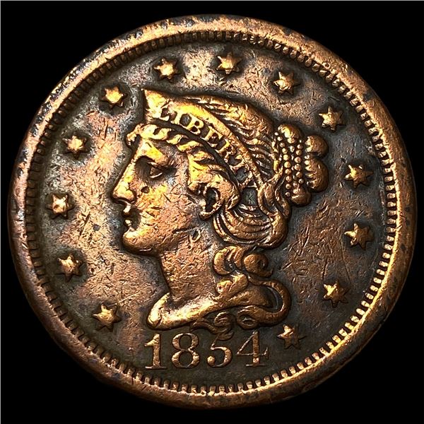 1854 Braided Hair Large Cent CLOSELY  UNCIRCULATED