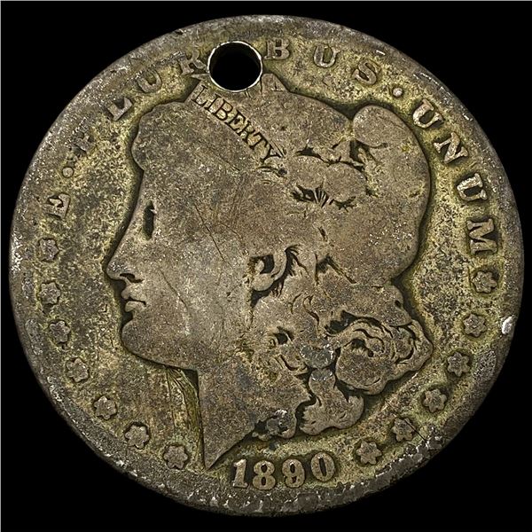1890-CC Silver Morgan Dollar (holed) HIGH  GRADE