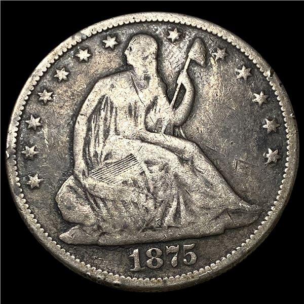1875 Seated Liberty Half Dollar ABOUT  UNCIRCULATED