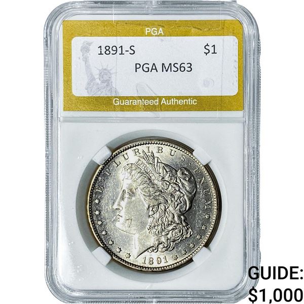 1891-S Morgan Silver Dollar PGA MS63