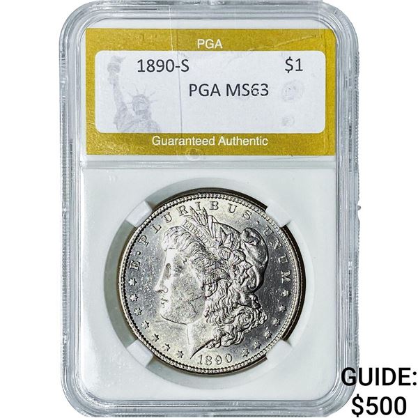 1890-S Morgan Silver Dollar PGA MS63