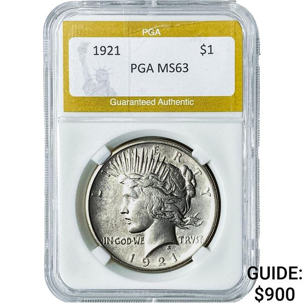 1921 Morgan Silver Dollar PGA MS63