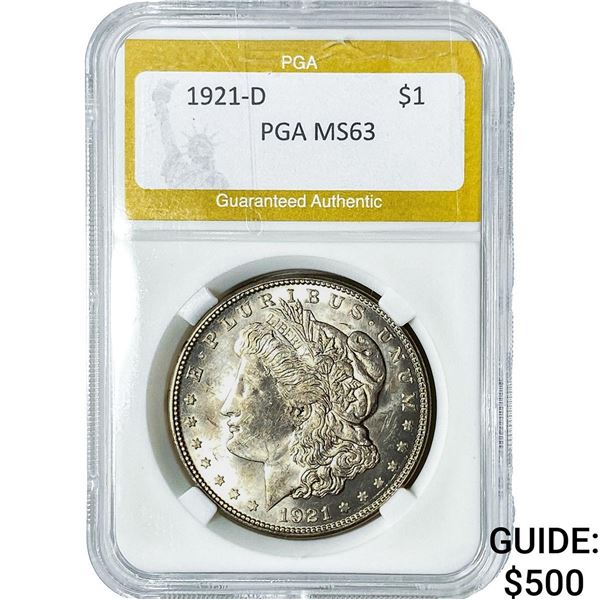 1921-D Morgan Silver Dollar PGA MS63