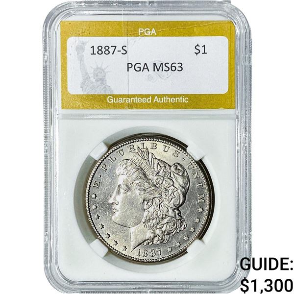1887-S Morgan Silver Dollar PGA MS63