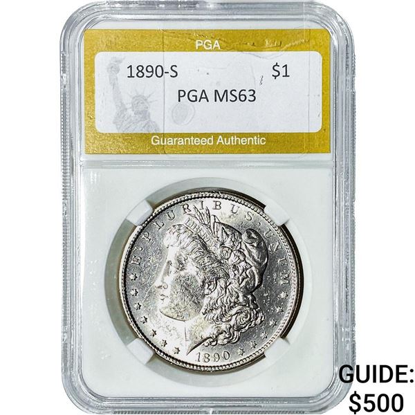 1890-S Morgan Silver Dollar PGA MS63