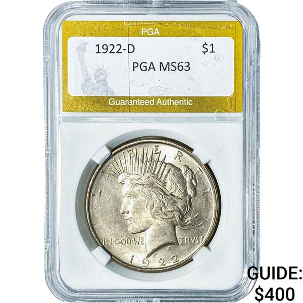 1922-D Silver Peace Dollar PGA MS63