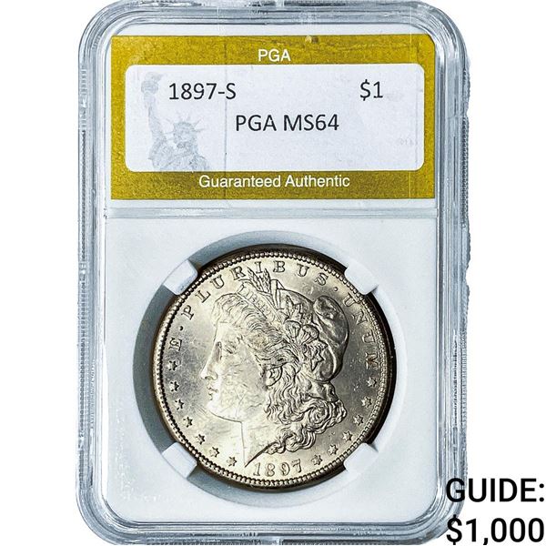 1897-S Morgan Silver Dollar PGA MS64