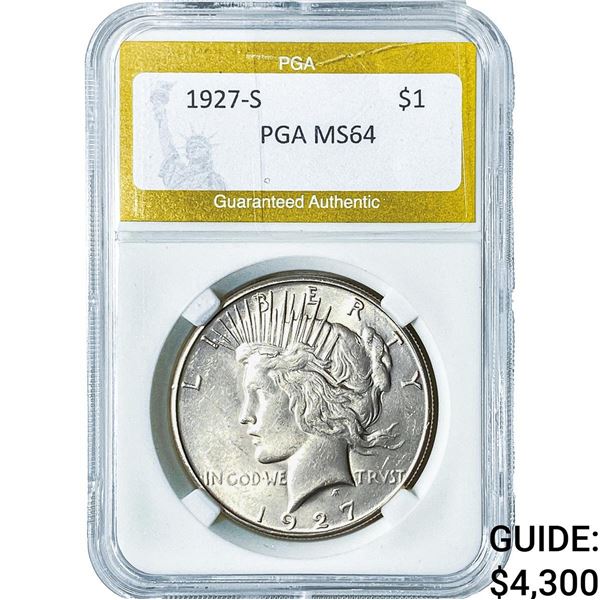 1927-S Silver Peace Dollar PGA MS64
