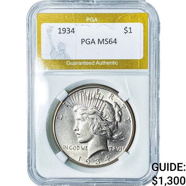 1934 Silver Peace Dollar PGA MS64