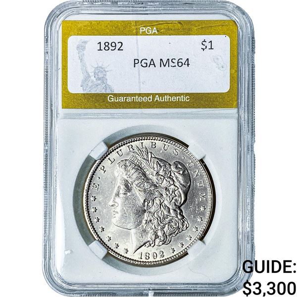 1892 Morgan Silver Dollar PGA MS64
