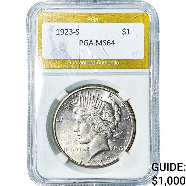 1923-S Silver Peace Dollar PGA MS64