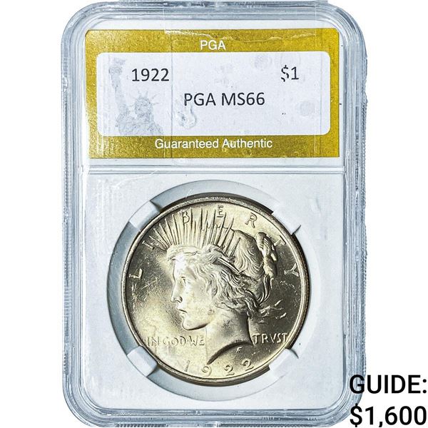 1922 Silver Peace Dollar PGA MS66