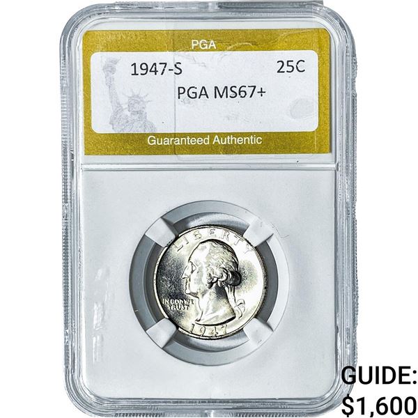 1947-S Washington Silver Quarter PGA MS67+
