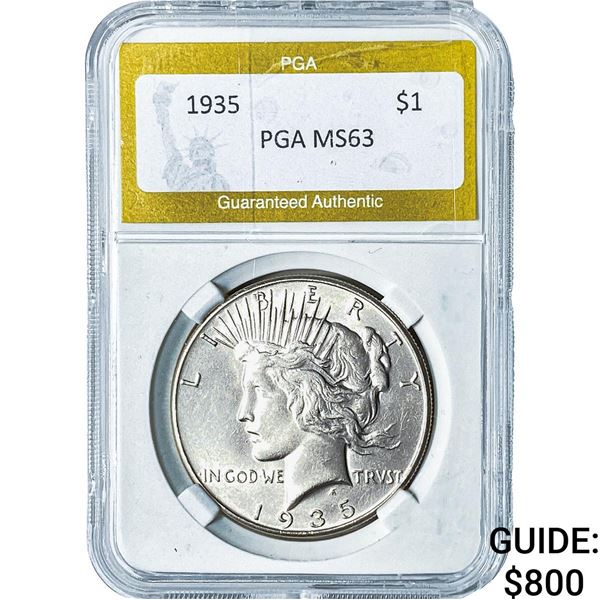 1935 Silver Peace Dollar PGA MS63