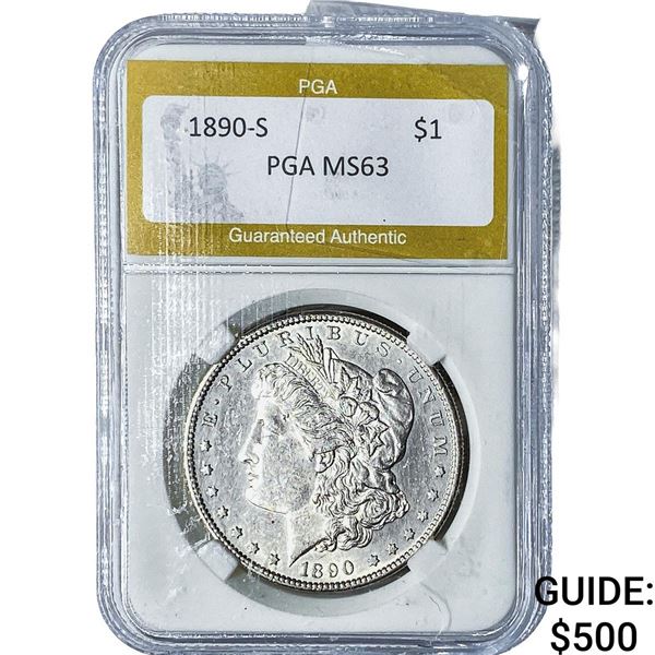 1890-S Morgan Silver Dollar PGA MS63