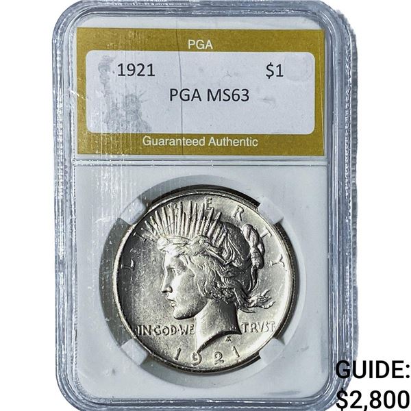 1921 Silver Peace Dollar PGA MS63