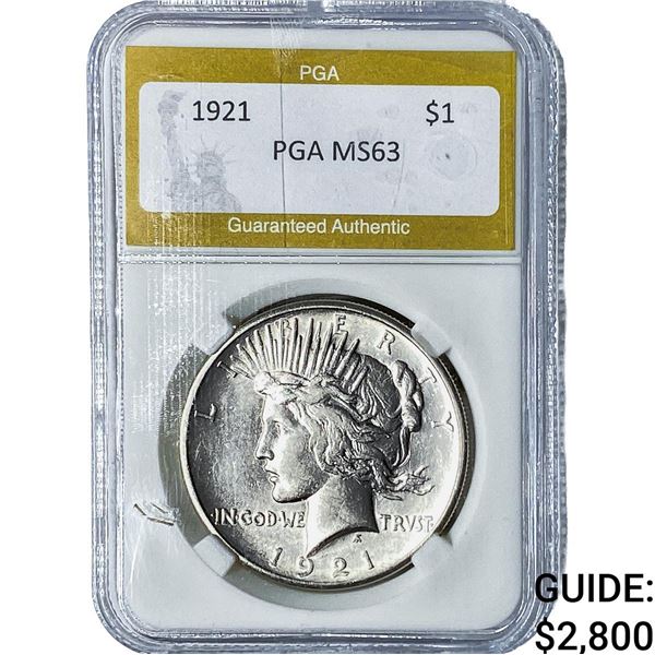 1921 Silver Peace Dollar PGA MS63