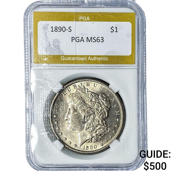 1890-S Morgan Silver Dollar PGA MS63