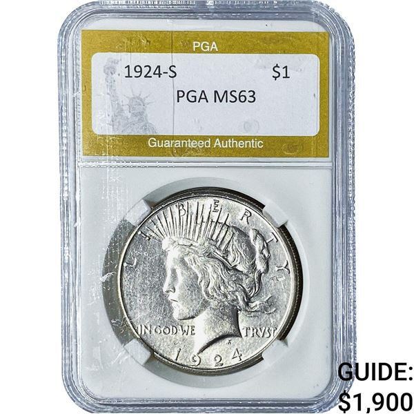 1924-S Silver Peace Dollar PGA MS63