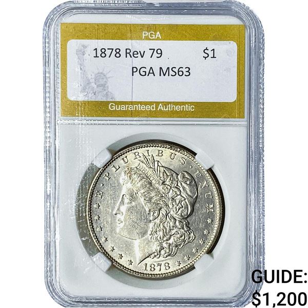 1878 Rev. 79 Morgan Silver Dollar PGA MS63