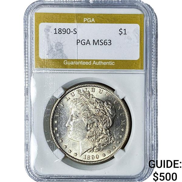 1890-S Morgan Silver Dollar PGA MS63