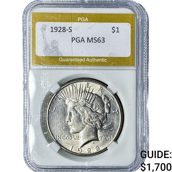 1928-S Silver Peace Dollar PGA MS63