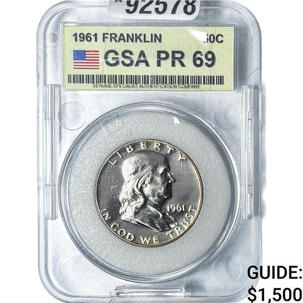 1961 Franklin Half Dollar GSA PR69