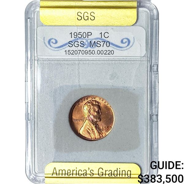 1950 Wheat Cent SGS MS70
