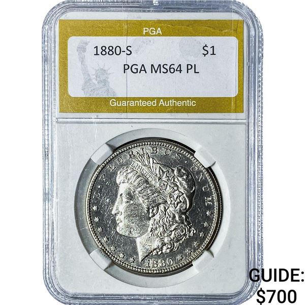 1880-S Morgan Silver Dollar PGA MS64 PL